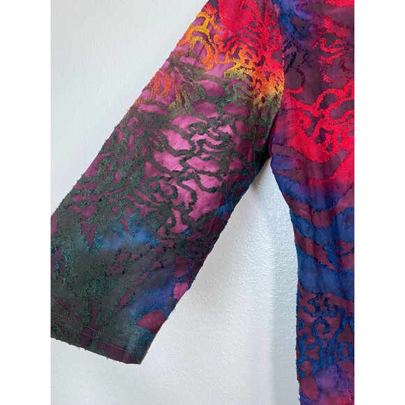 Creation Vibrant Abstract Womens Tunic Top size Large Stretch Artsy Lagenlook - Picture 9 of 15